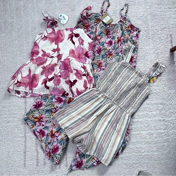 NWT Hayden and Angie Girls Jumpsuit Romper and Tank Tropical Summer Size Large - Picture 2 of 15
